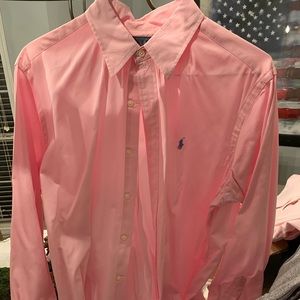 EUC pink polo button down size L